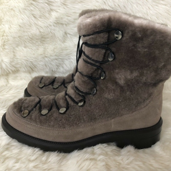NEW $650 AQUATALIA LORENA GENUINE SHEARLING FUR LUXURY BOOT TAUPE 6 - Picture 5 of 7